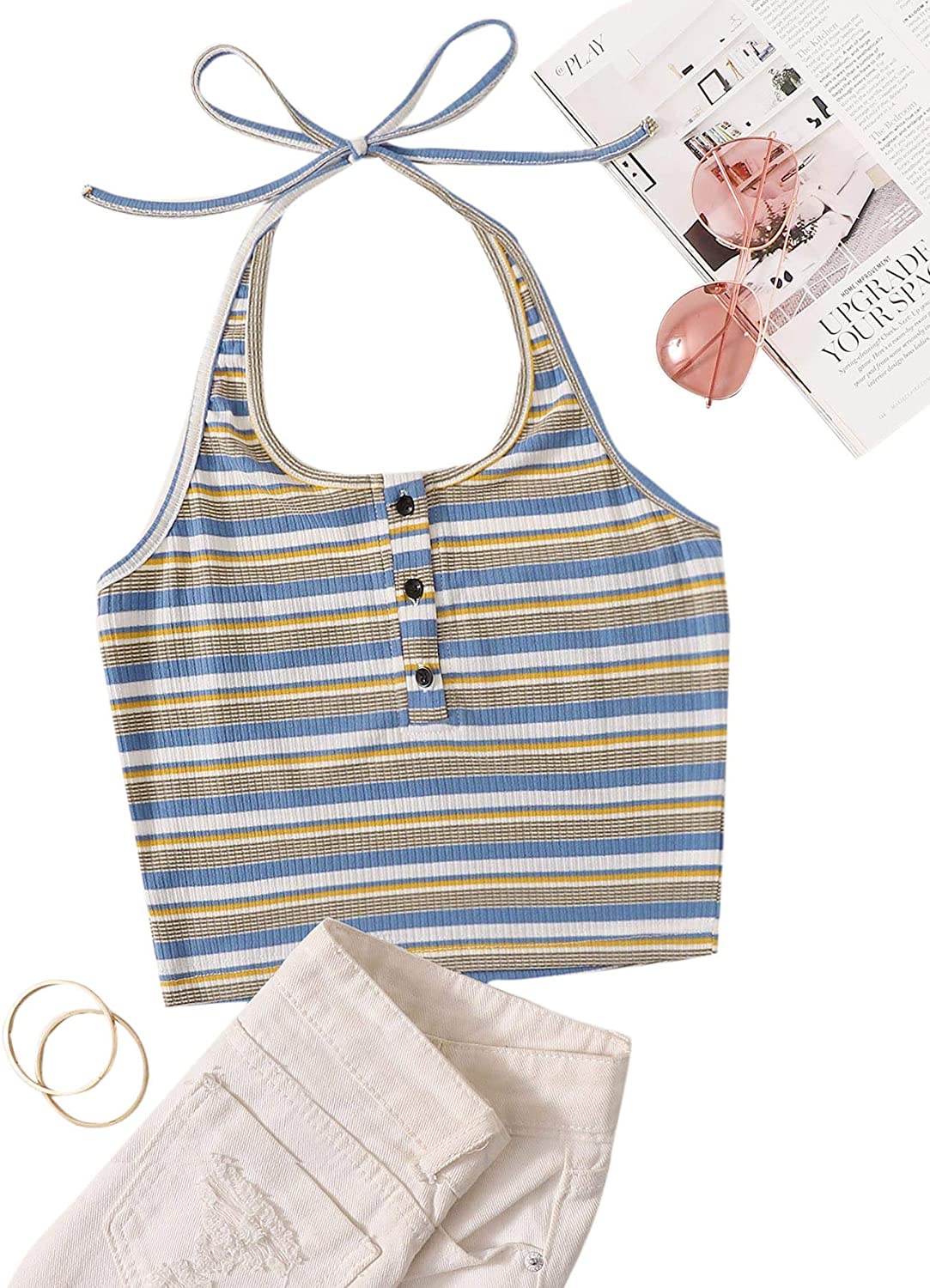 SweatyRocks Women's Casual Sleeveless Vest Halter Crop Top Cami Tank Tops - Image 3